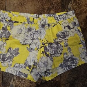 Kut from the Kloth Yellow and Gray Floral High Waist Shorts